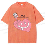 Unisex Smile in Heart Printed Washed Tee