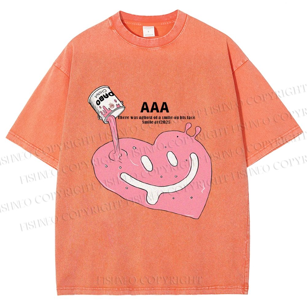 Unisex Smile in Heart Printed Washed Tee