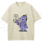 Unisex Funny Horse Printed Washed Tee