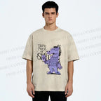 Unisex Funny Horse Printed Washed Tee