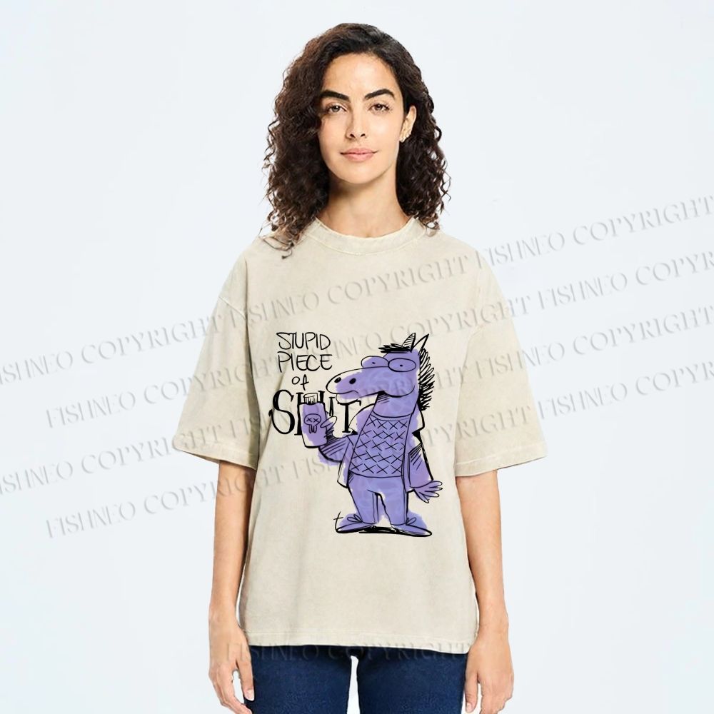 Unisex Funny Horse Printed Washed Tee