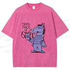 Unisex Funny Horse Printed Washed Tee