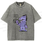 Unisex Funny Horse Printed Washed Tee