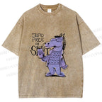 Unisex Funny Horse Printed Washed Tee