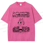 Unisex Labubu Wish You Love Printed Washed Tee