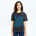 Unisex Geometry Blue Panther Printed Washed Tee