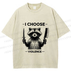 Unisex I Choose Violence Raccoon Printed Washed Tee