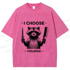 Unisex I Choose Violence Raccoon Printed Washed Tee