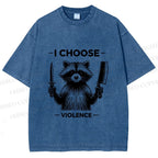 Unisex I Choose Violence Raccoon Printed Washed Tee