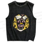 Unisex Hear Me Roar Panther Printed Washed Tank Top