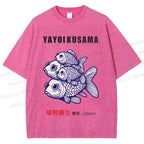 Unisex Yayoi Kusama Fish Printed Washed Tee
