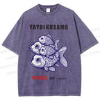 Unisex Yayoi Kusama Fish Printed Washed Tee
