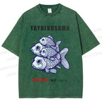 Unisex Yayoi Kusama Fish Printed Washed Tee