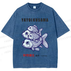 Unisex Yayoi Kusama Fish Printed Washed Tee