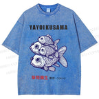 Unisex Yayoi Kusama Fish Printed Washed Tee