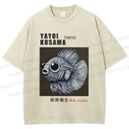 Unisex Yayoi Kusama Betta Fish Printed Washed Tee