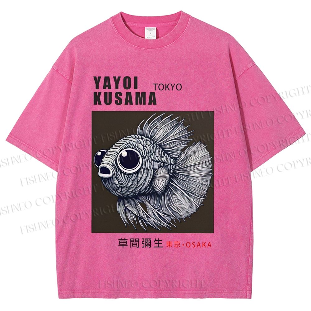 Unisex Yayoi Kusama Betta Fish Printed Washed Tee