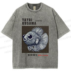 Unisex Yayoi Kusama Betta Fish Printed Washed Tee