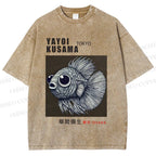 Unisex Yayoi Kusama Betta Fish Printed Washed Tee