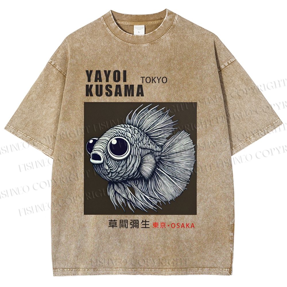 Unisex Yayoi Kusama Betta Fish Printed Washed Tee
