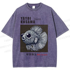 Unisex Yayoi Kusama Betta Fish Printed Washed Tee