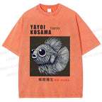 Unisex Yayoi Kusama Betta Fish Printed Washed Tee