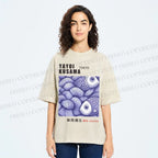 Unisex Yayoi Kusama Vintage Fish Printed Washed Tee