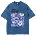 Unisex Yayoi Kusama Vintage Fish Printed Washed Tee