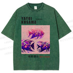 Unisex Yayoi Kusama Polka Dot Fish Printed Washed Tee