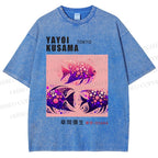 Unisex Yayoi Kusama Polka Dot Fish Printed Washed Tee