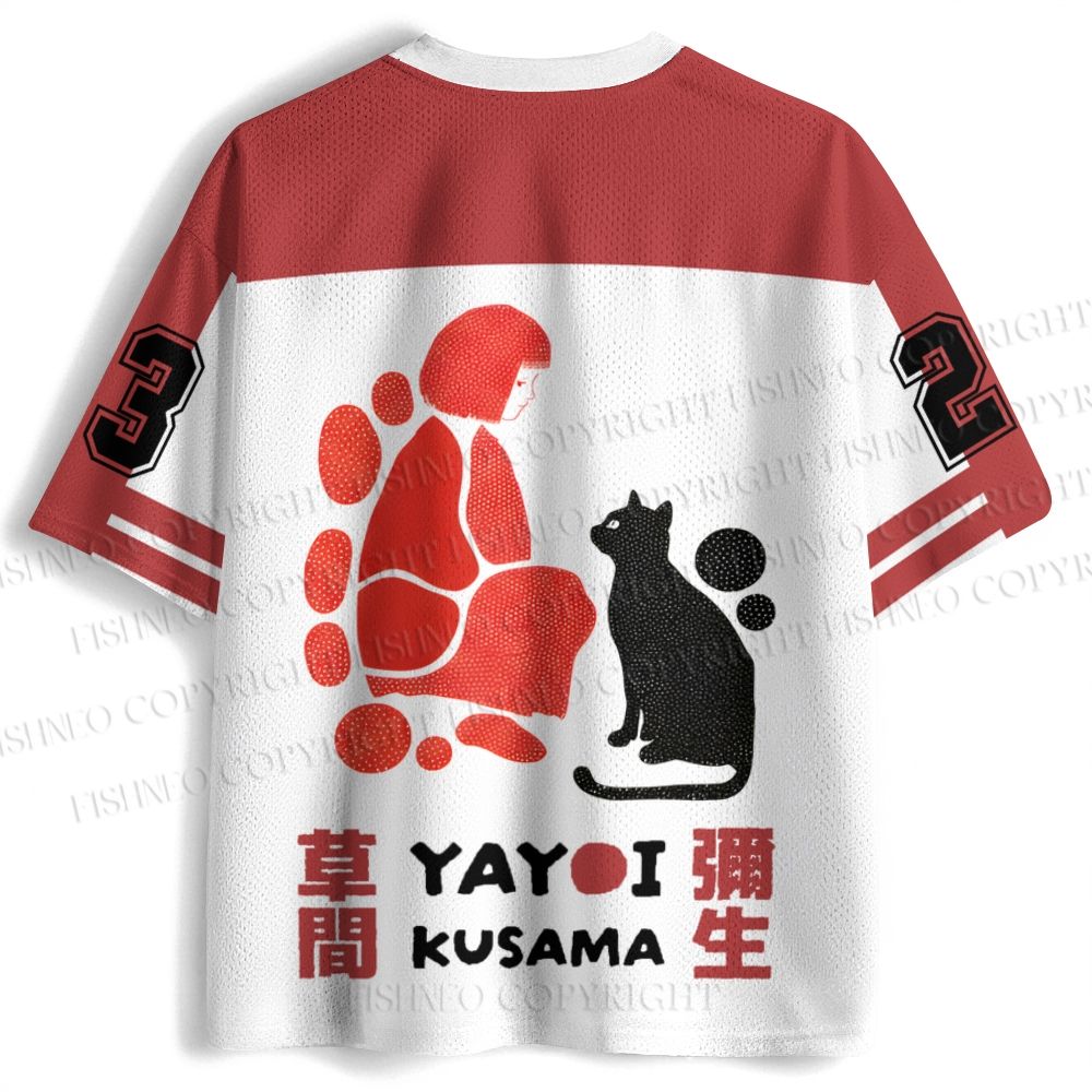 Yayoi Kusama Woman With Black Cat Jersey Shirts