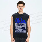 Unisex Older, none the wiser Owl Printed Washed Tank Top
