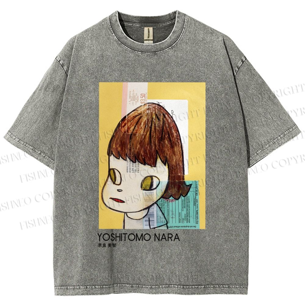 Unisex Yoshitomo Nara Untitled Printed Washed Tee
