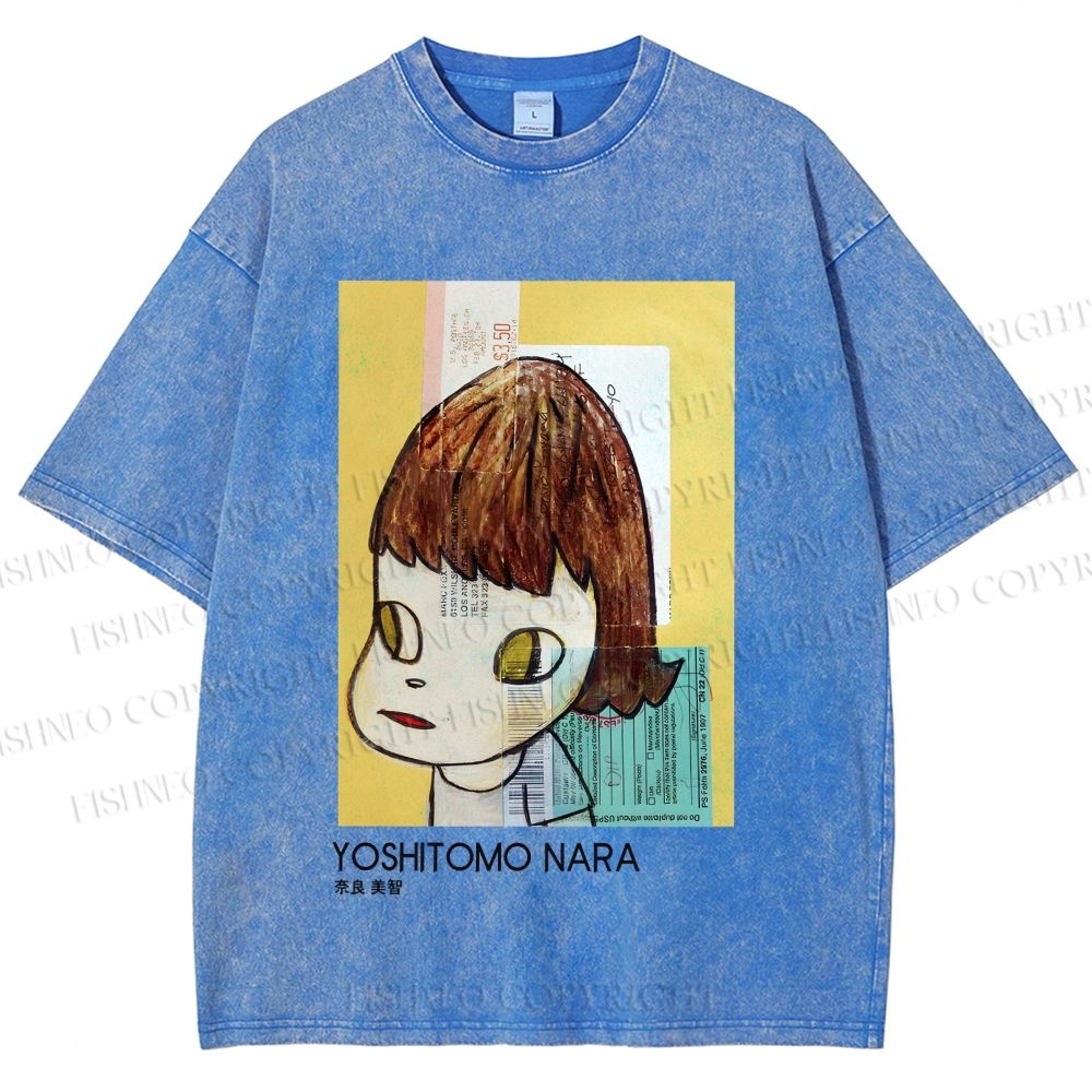 Unisex Yoshitomo Nara Untitled Printed Washed Tee