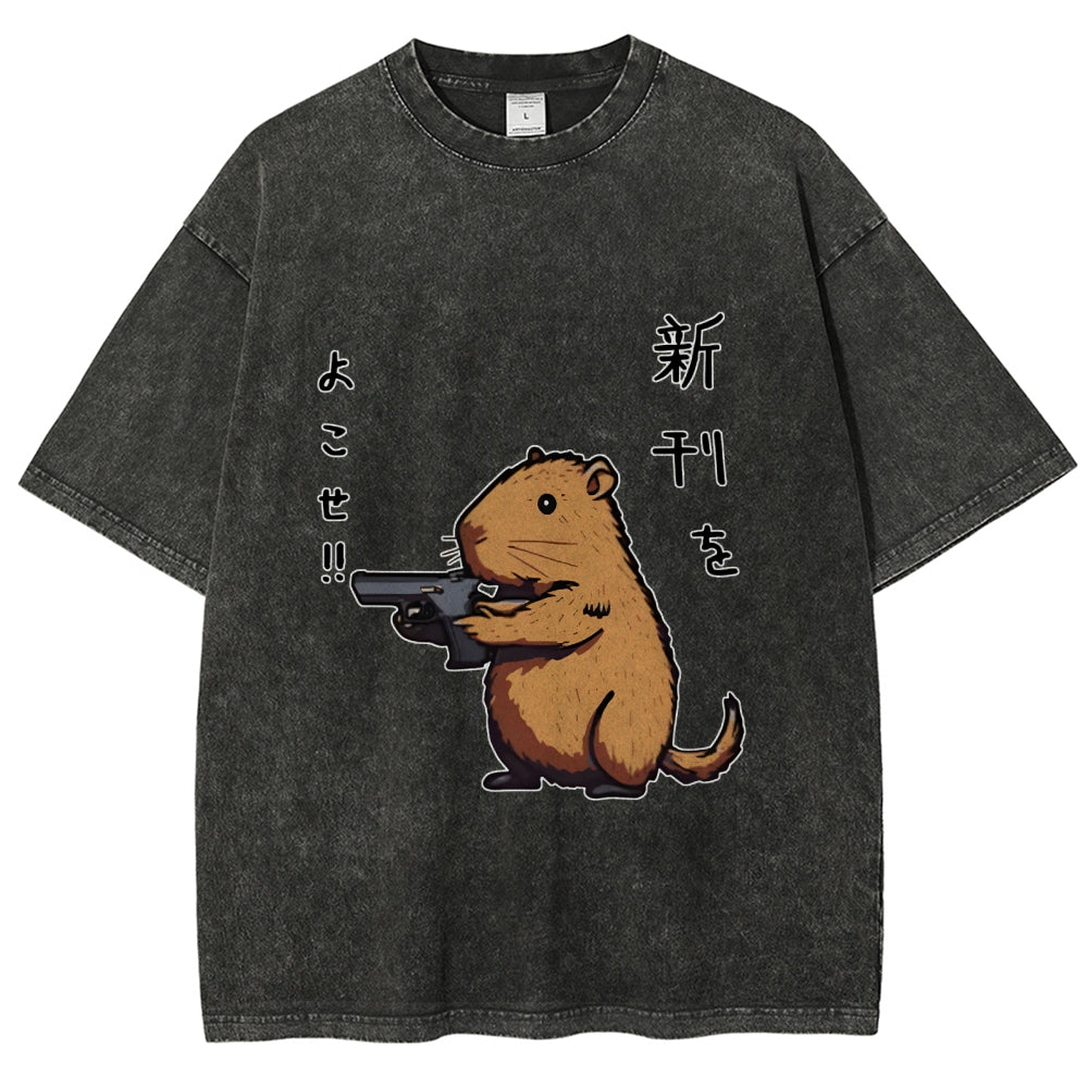 Possum With A Gun Washed T-Shirt
