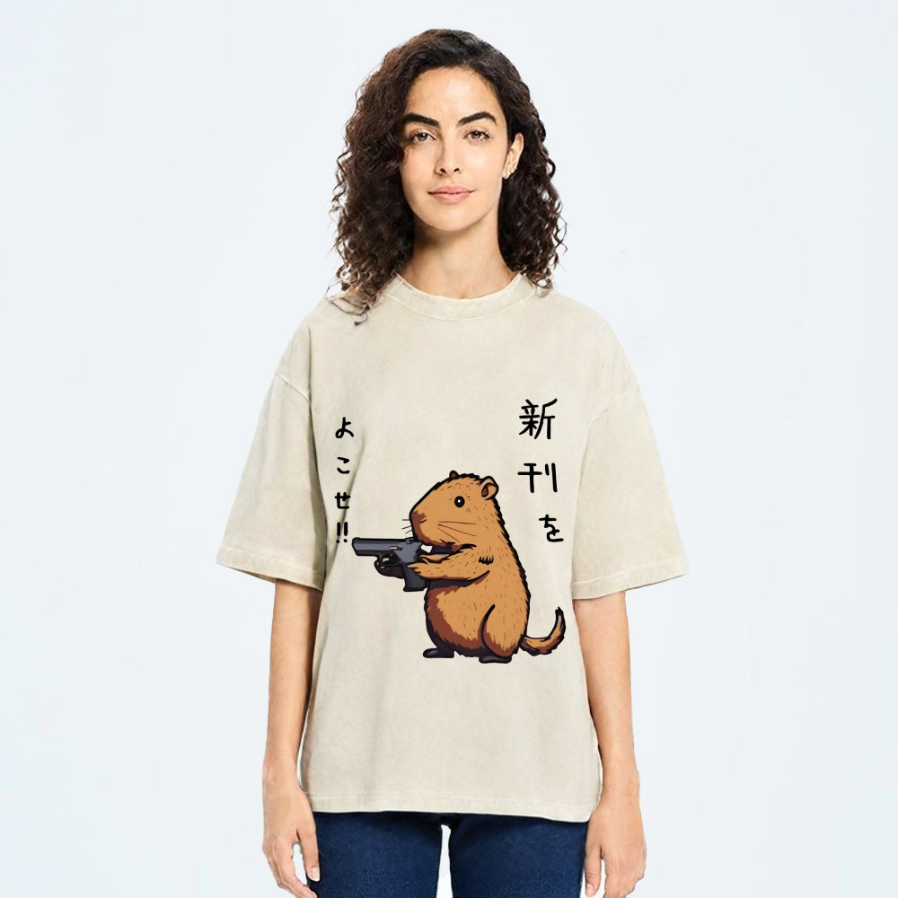 Possum With A Gun Washed T-Shirt