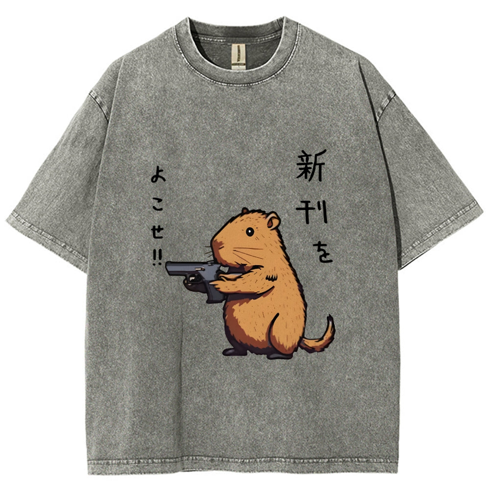 Possum With A Gun Washed T-Shirt