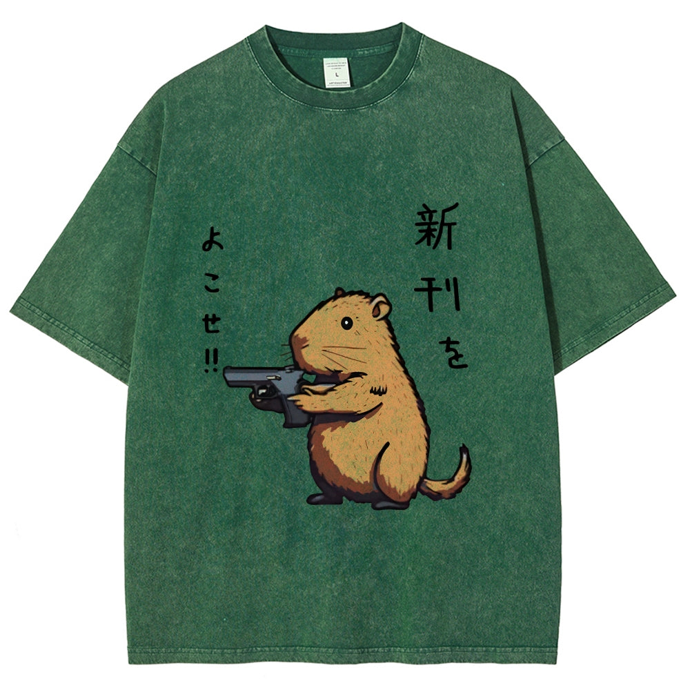 Possum With A Gun Washed T-Shirt