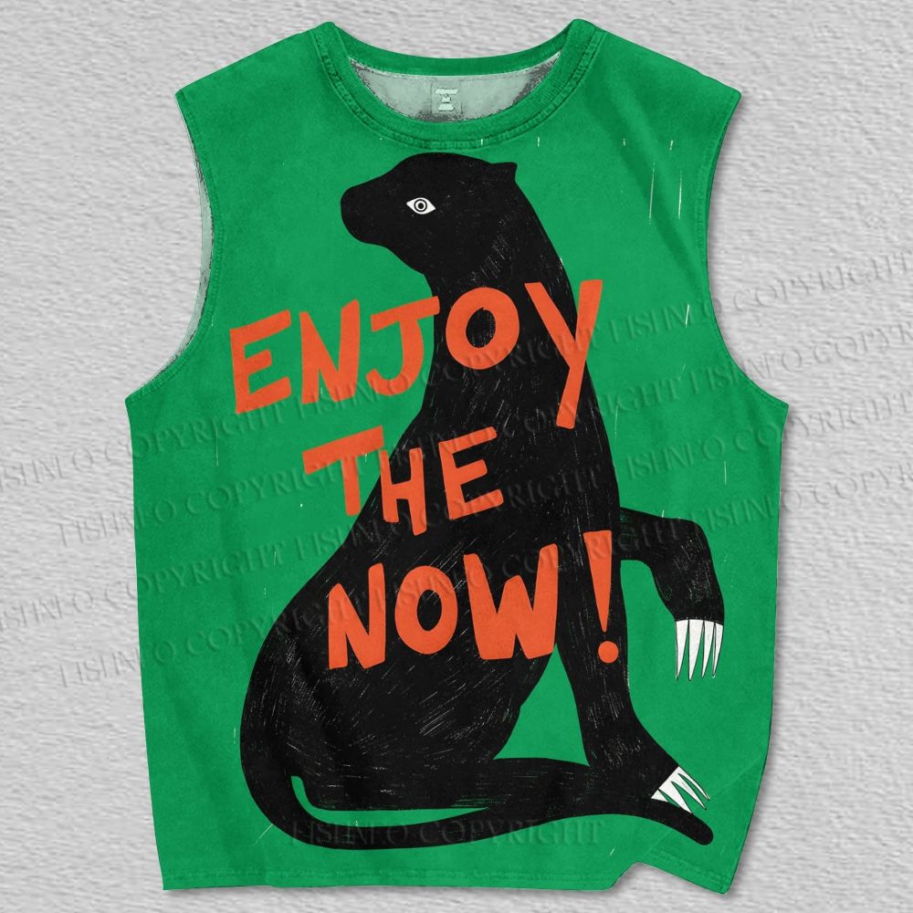 Unisex Enjoy The Now Leopard Printed Tank Top