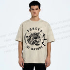 Unisex Tiger Forces Of Nature Printed Washed Tee