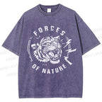 Unisex Tiger Forces Of Nature Printed Washed Tee