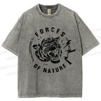 Unisex Tiger Forces Of Nature Printed Washed Tee