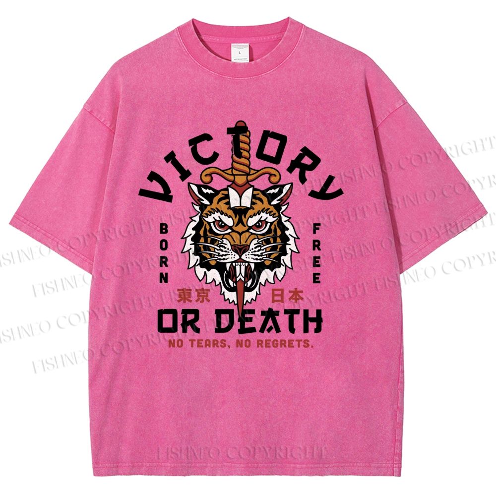 Unisex Victory Or Death Tokyo Tiger Printed Washed Tee