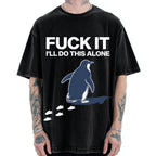 Unisex I'll Do This Alone Printed Washed T-shirt