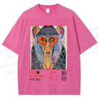 Unisex Yayoi Kusama Colorful Art Monkey Printed Washed Tee