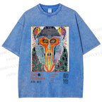 Unisex Yayoi Kusama Colorful Art Monkey Printed Washed Tee
