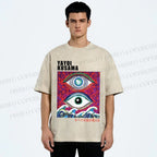 Unisex Yayoi Kusama Wave Art Eyes Printed Washed Tee