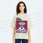 Unisex Yayoi Kusama Wave Art Eyes Printed Washed Tee
