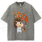 Unisex Yoshitomo Nara Guitar Girl Printed Washed Tee
