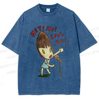 Unisex Yoshitomo Nara Singing Girl Printed Washed Tee